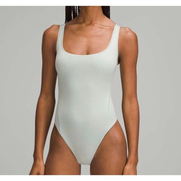 NWT Lululemon Wundermost Bodysuit XS 4 Nulu Square-Neck Sleeveless Jade Grey NEW - Picture 1 of 8